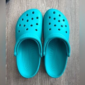 Aqua blue crocs